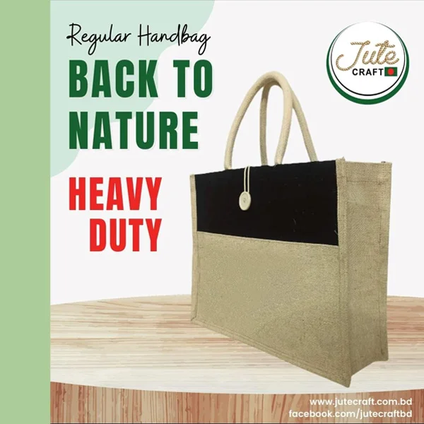Jute Regular Handbag Natural Button